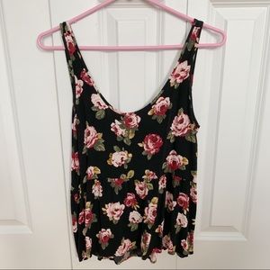 Forever 21 Rose Printed Tank Top Blouse